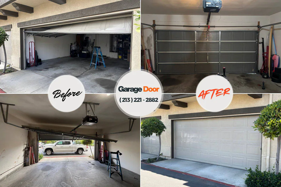 Before and after: garage door repair Myers Corner, NY
